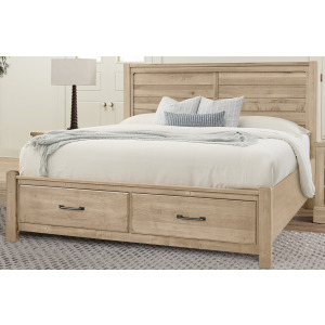 Cool Rustic-Clear Maple Plank Bed With Footboard Storage - Queen