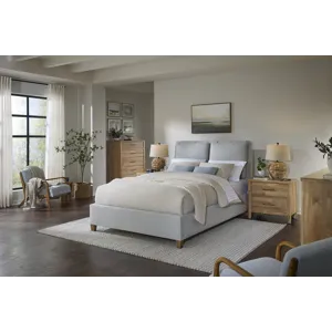 Pure Maple-Natural Maple Blue Mist Upholstered Rails & - Queen/King