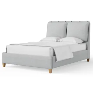 Nordhaven-Nordic Walnut Blue Mist Upholstered Headboard - King
