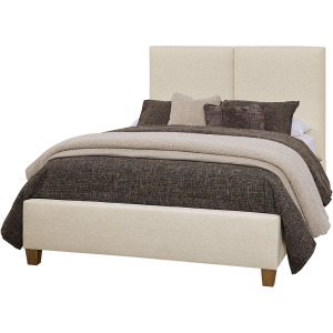 Joinery-Espresso Oak Upholstered Bed-Ivory Cream - Queen