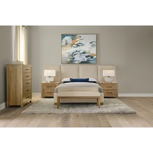 Joinery-Natural Oak Upholstered Wall Bed-Ivory Cream - Queen