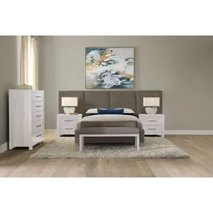 Joinery-Washed White Oak Upholstered Wallbed-Brindle Grey - Queen
