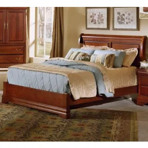 Full Sleigh Bed with Low Profile Footboard in Cherry