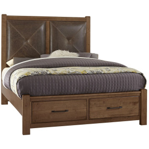 Cool Rustic Cal King Leather Bed w/Footboard Storage -Amber