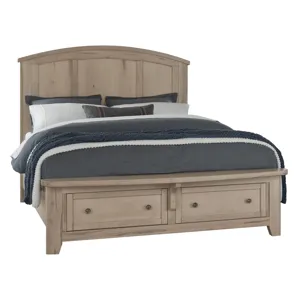 Woodbridge-Clear Maple Arch Bed With Storage Footboard - Queen