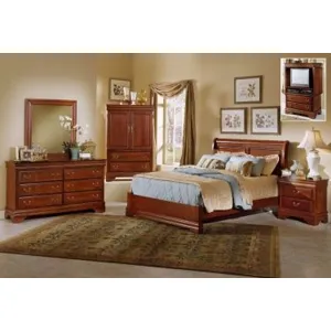 Full Sleigh Bed with Low Profile Footboard in Cherry