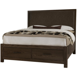 Lodge & Loft-Dark Oak Upholstered Storage Bed Sedona Brown - Queen