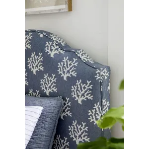 Tide & Timber-Clear Oak Blue Coral Upholstered Headboard - King