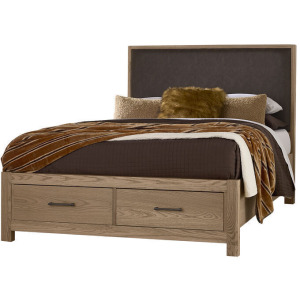 Lodge & Loft-Blond Oak Upholstered Storage Bed Sedona Brown - King