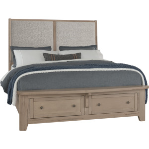 Woodbridge-Clear Maple Upholstered Bed With Storage-Grey - Queen