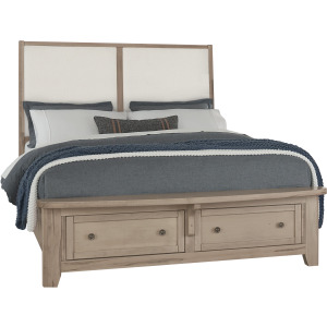 Woodbridge-Clear Maple Upholstered Bed With Storage-White - King