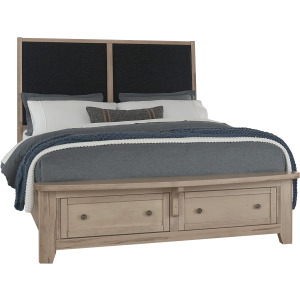 Woodbridge-Clear Maple Upholstered Bed With Storage-Black - Queen