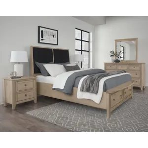 Woodbridge-Clear Maple Upholstered Bed With Storage-Black - King