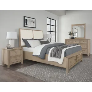 Woodbridge-Clear Maple Upholstered Bed With Storage-White - King