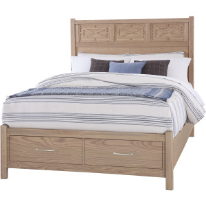 Tide & Timber-Clear Oak Fretwork Bed With Storage Footboard - King