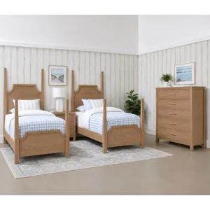 Tide & Timber-Clear Oak Pencil Poster Bed - Twin