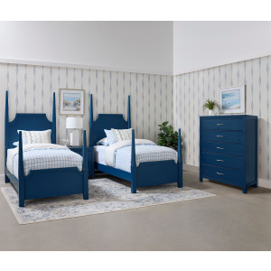 Tide & Timber-Luxe Blue Oak Pencil Poster Footboard - Twin