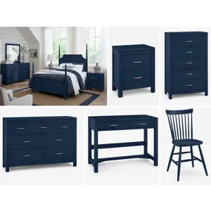 Tide & Timber-Luxe Blue Oak Pencil Poster Headboard - King