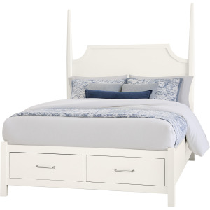 Tide & Timber-White Maple Pencil Poster Bed With Footboard Storage - King
