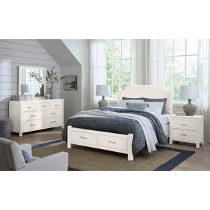 Tide & Timber-White Maple Pencil Poster Bed With Footboard Storage - King