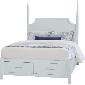 Tide & Timber-Blue Maple Pencil Poster Bed With Footboard Storage - King