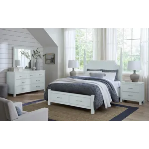 Tide & Timber-Blue Maple Pencil Poster Bed With Footboard Storage - King