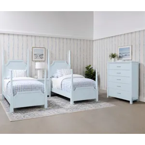 Tide & Timber-Misty Blue Maple Pencil Poster Bed - Twin