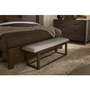 Lodge & Loft-Dark Oak Upholstered Bench Ivory Cream