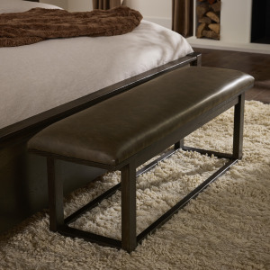 Lodge & Loft-Dark Oak Upholstered Bench Sedona Brown