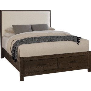Lodge & Loft-Dark Oak Upholstered Storage Bed Ivory Cream - King