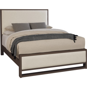 Lodge & Loft-Dark Oak Upholstered Bed Ivory Cream - King
