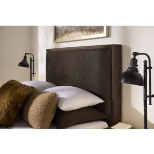 Lodge & Loft-Dark Oak Upholstered Headboard Sedona Brown - King