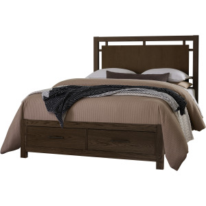 Lodge & Loft-Dark Oak Floating Panel Bed With Footboard Storage - King