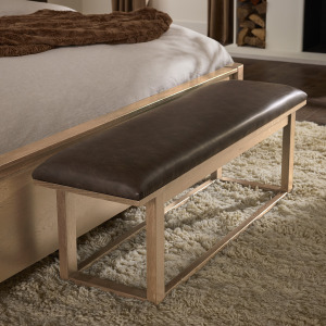 Lodge & Loft-Blond Oak Upholstered Bench Sedona Brown