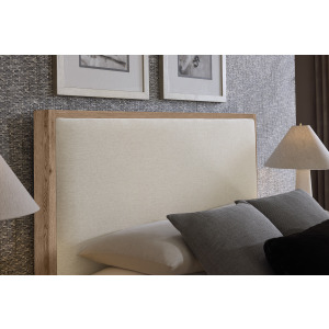 Lodge & Loft-Blond Oak Upholstered Headboard Ivory Cream - King