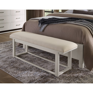 Lodge & Loft-Soft White Upholstered Bench Ivory Cream