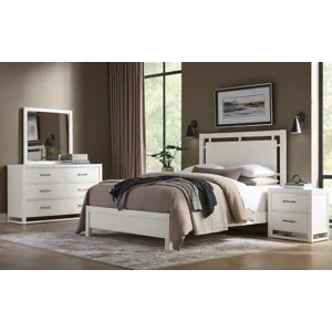 Lodge & Loft-Soft White Floating Panel Bed - Queen