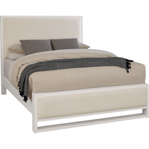 Lodge & Loft-Soft White Upholstered Bed Ivory Cream - Queen