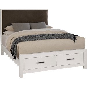 Lodge & Loft-Soft White Upholstered Storage Bed Sedona Brown - King