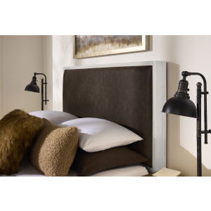 Lodge & Loft-Soft White Upholstered Headboard Sedona Brown - King