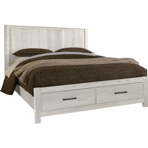 Lodge & Loft-Soft White Radius Poster Bed With Footboard Storage - King