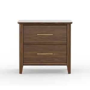 Nordhaven-Nordic Walnut Nightstand 2 Drawer