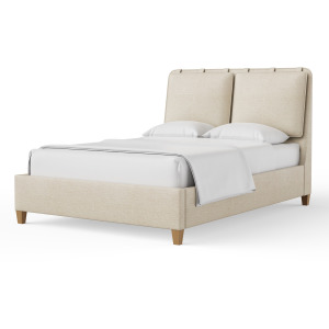 Nordhaven-Nordic Walnut Pure White Upholstered Headboard - Queen