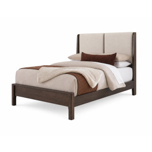 Mercer Street-Dark Roast Shelter Upholstered Bed-Ecru - Queen