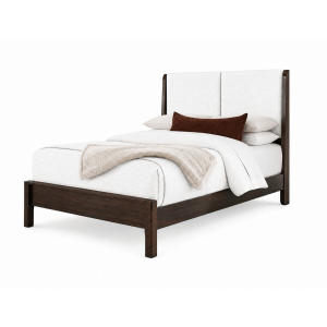 Mercer Street-Dark Roast Shelter Upholstered Bed-Pure White - King