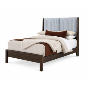 Mercer Street-Dark Roast Shelter Upholstered Bed-Navy Stripe - King