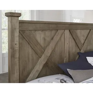 Cool Rustic King X Bed w/ 1 Sided Storage -Stone Grey