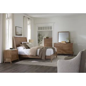 Mercer Street-Pecan Finish Canted Sleigh Headboard - Queen