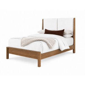 Mercer Street-Pecan Finish Shelter Upholstered Bed-Pure White - King