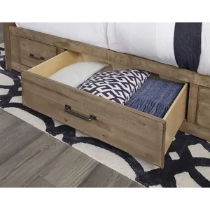 Cool Rustic King Leather Bed w/2 Sided Storage -Natural